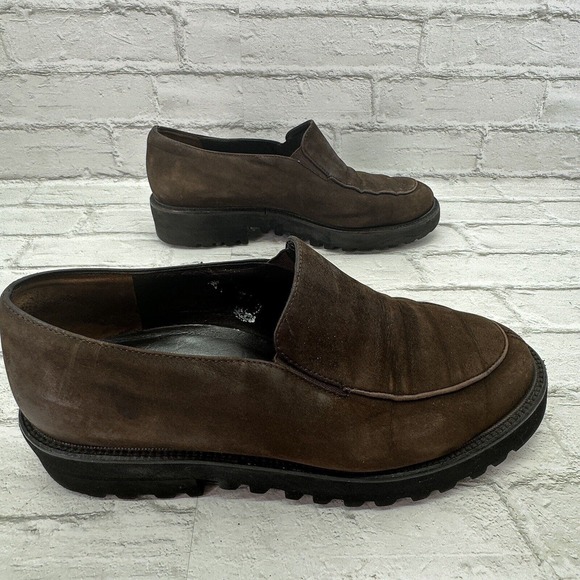 Paul Green Loafers Brown Suede Slip On Heel Round Toe Womens Size 7.5 - Picture 1 of 7